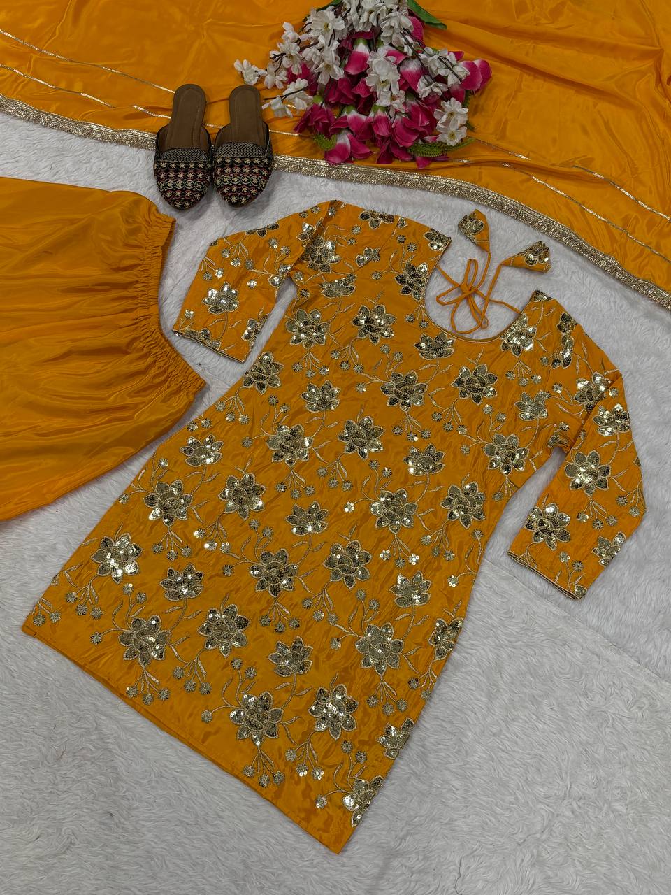 Luxe Mustard Embellished Haldi Ensemble